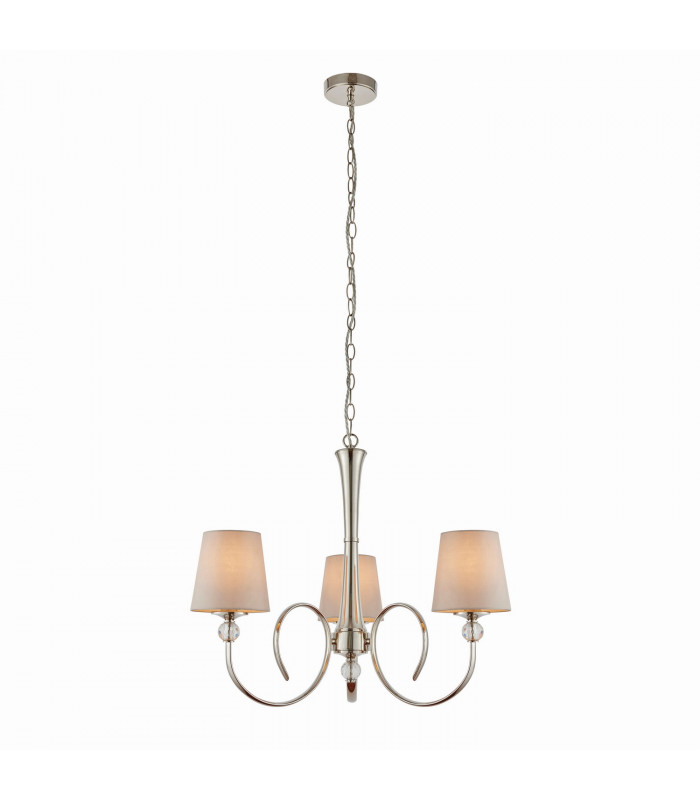 Fabia 3 Light Multi Arm Shade Pendant Polished Nickel Plate Marble Silk E14-9