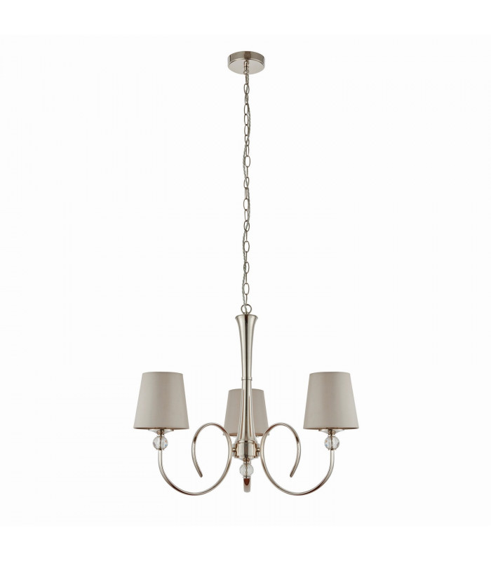 Fabia 3 Light Multi Arm Shade Pendant Polished Nickel Plate Marble Silk E14-10