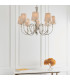 Fabia 8 Light Multi Arm Shade Pendant Polished Nickel Plate Marble Silk E14-4