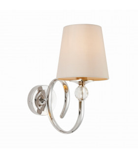 Fabia 1 Light Candle Wall Light Polished Nickel Plate Marble Silk Shade E14-1