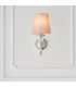 Fabia 1 Light Candle Wall Light Polished Nickel Plate Marble Silk Shade E14-3