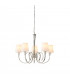 Fabia 5 Light Multi Arm Shade Pendant Polished Nickel Plate Vintage White Silk E14-1