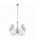 Fabia 5 Light Multi Arm Shade Pendant Polished Nickel Plate Vintage White Silk E14-10