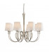 Fabia 8 Light Multi Arm Shade Pendant Polished Nickel Plate Vintage White Silk E14-1