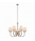 Fabia 8 Light Multi Arm Shade Pendant Polished Nickel Plate Vintage White Silk E14-9