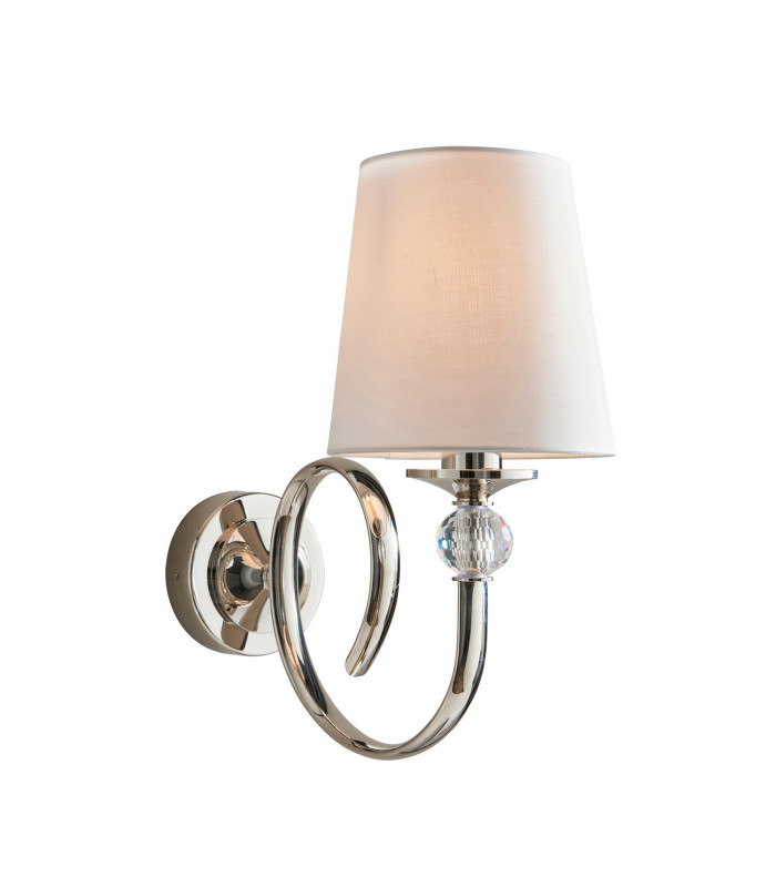 Fabia 1 Light Candle Wall Light Polished Nickel Plate Vintage White Silk Shade E14-1