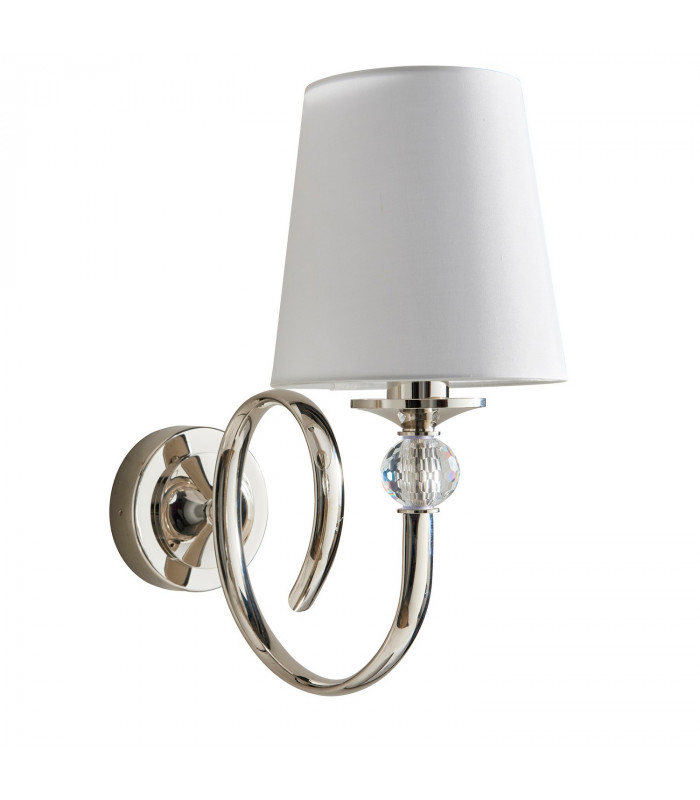 Fabia 1 Light Candle Wall Light Polished Nickel Plate Vintage White Silk Shade E14-8