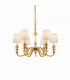Fenbridge 6 Light Multi Arm Shade Pendant Solid Brass Vintage White Silk E14-1