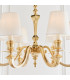 Fenbridge 6 Light Multi Arm Shade Pendant Solid Brass Vintage White Silk E14-7