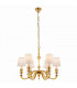 Fenbridge 6 Light Multi Arm Shade Pendant Solid Brass Vintage White Silk E14-9