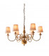 Chamberlain 6 Light Multi Arm Shade Pendant Solid Mellow Brass Marble Silk E14-1