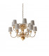 Chamberlain 12 Light Multi Arm Shade Pendant Solid Mellow Brass Marble Silk E14-8