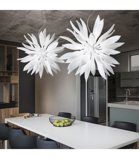 Leaves  8 Light  Medium Ceiling Pendant White G9-2