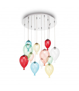 Clown  12 Light Large Balloon Cluster Pendant Multi-coloured G9-1