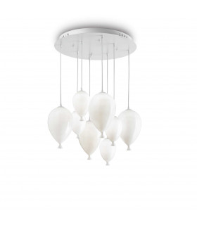 Clown  8 Light Medium Balloon Cluster Pendant White G9