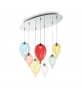 Clown  7 Light Oval Balloon Cluster Pendant Multi-coloured G9