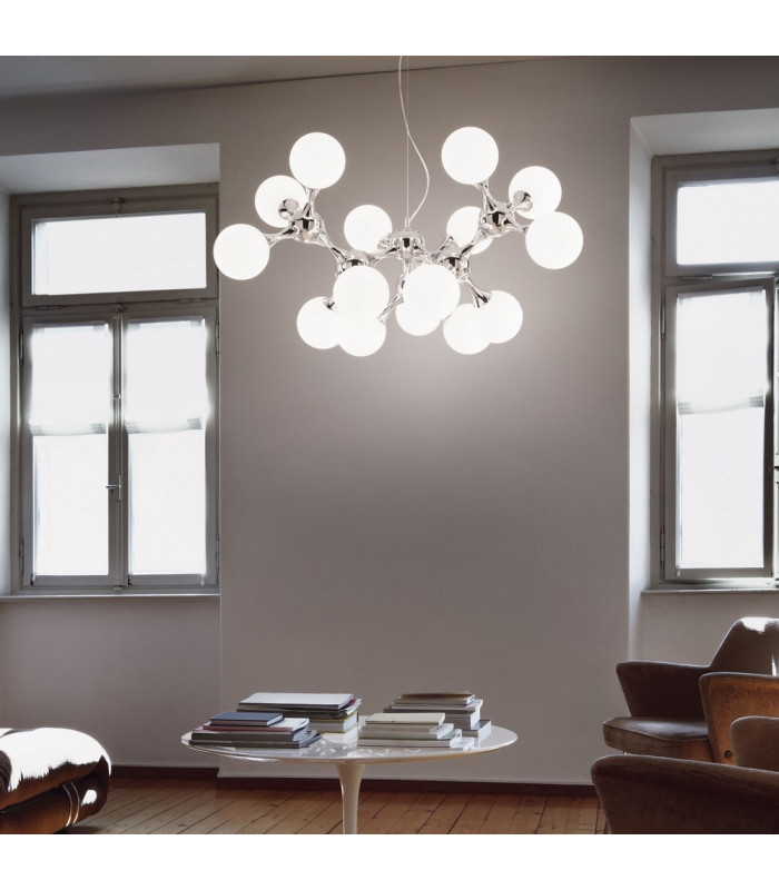 Nodi Bianco  15 Light Large Molecular Ceiling Pendant Chrome, E14