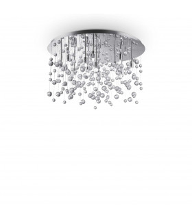 Neve  12 Light  Large Semi Blown Glass Bubbles Flush Ceiling Pendant Chrome G9-1