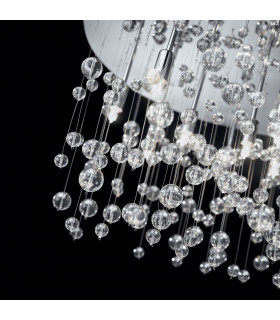 Neve  12 Light  Large Semi Blown Glass Bubbles Flush Ceiling Pendant Chrome G9-2