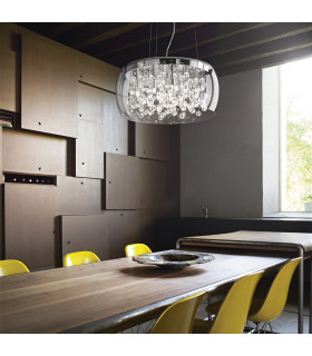 Audi 8 Light  Large Blown Glass Bubbles Ceiling Pendant Chrome G9-2