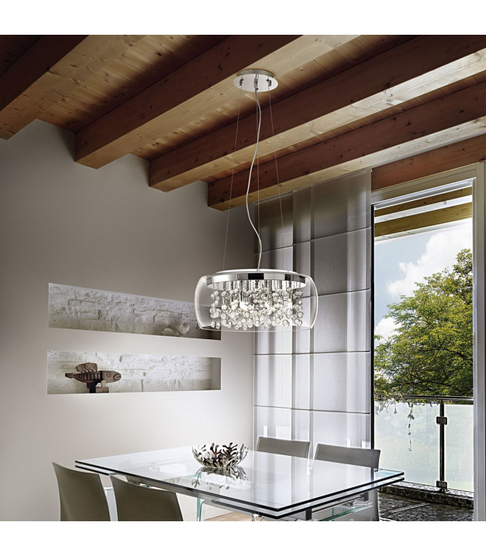 Audi 8 Light  Large Blown Glass Bubbles Ceiling Pendant Chrome G9-3