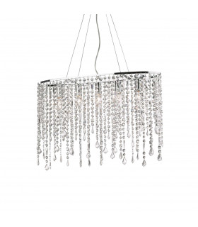 Rain Clear  5 Light  Large Ceiling Pendant Chrome E14