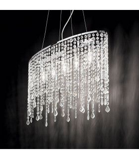 Rain Clear  5 Light  Large Ceiling Pendant Chrome, E14