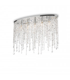 Rain Clear  5 Light Large Ceiling Flush Light Chrome E14