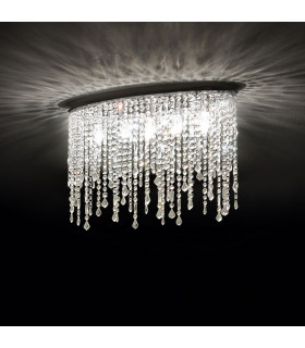 Rain Clear  5 Light Large Ceiling Flush Light Chrome, E14