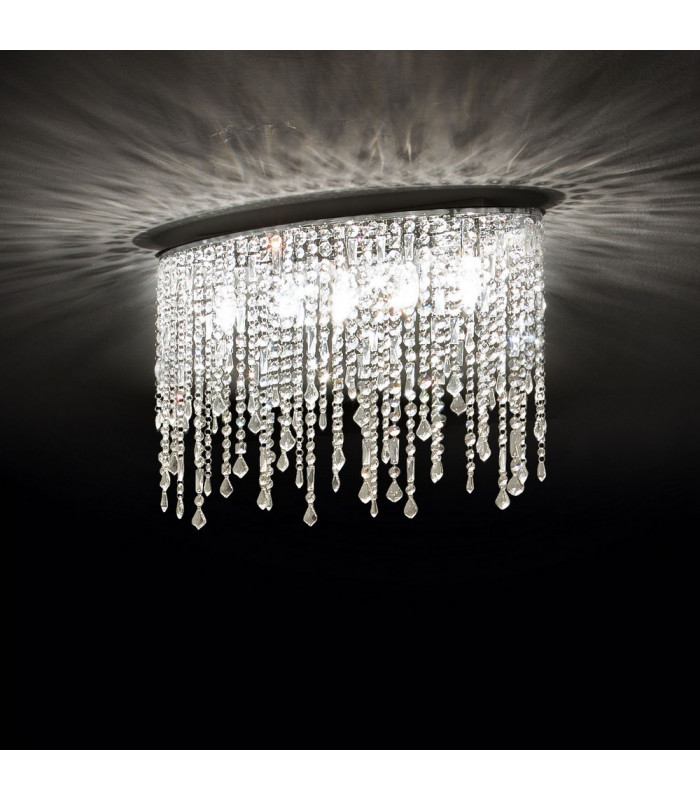 Rain Clear  5 Light Large Ceiling Flush Light Chrome, E14