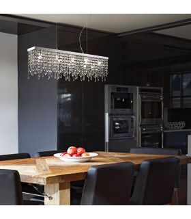Giada Clear  5 Light  Small Ceiling Pendant Bar Chrome G9-2