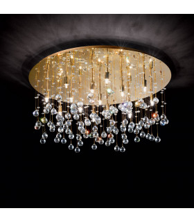 Moonlight  15 Light Extra Large Semi Flush Ceiling Pendant Gold G9