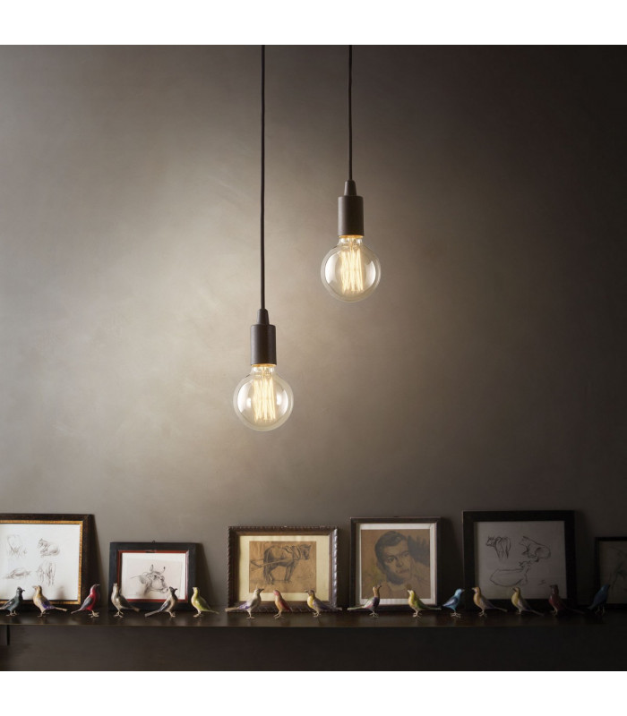 Edison 1 Light Ceiling Pendant Black E27-2