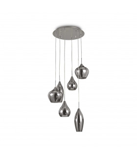 Soft  6 Light Spiral Cluster Ceiling Pendant Grey E14-1