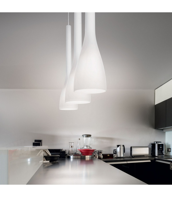 Flut 1 Light Large Ceiling Pendant White E27-2