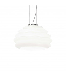 Karma 1 Light Dome Ceiling Pendant White E27-1