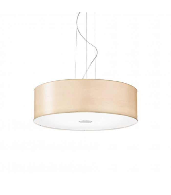 Woody  5 Light  Large Round Ceiling Pendant Wood E27