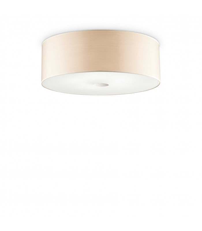 Woody  5 Light Large Ceiling Flush Light Wood E27
