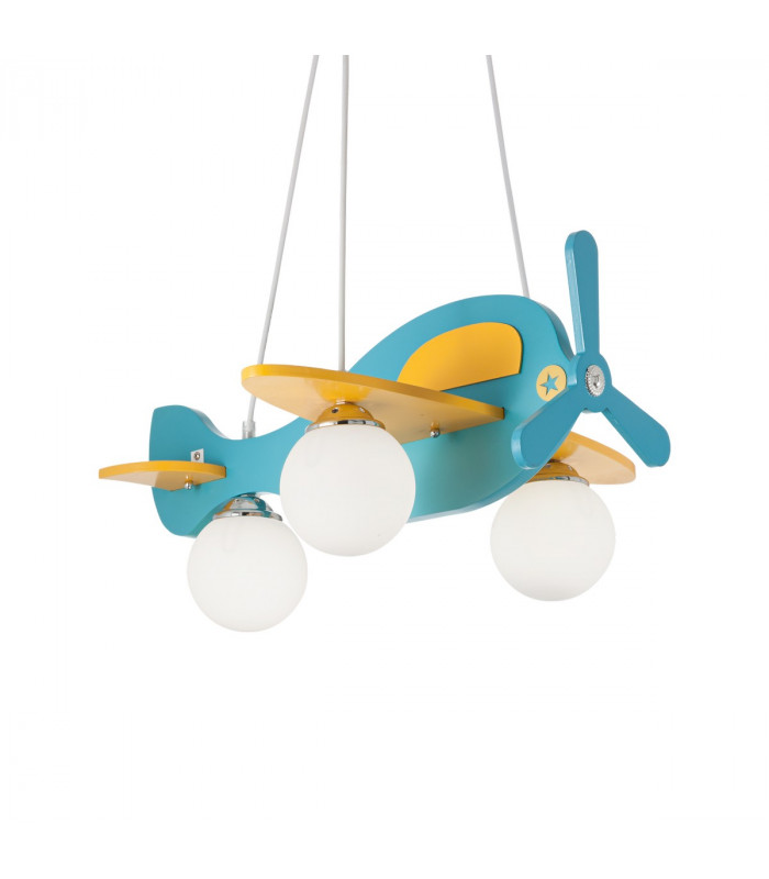 Avion  Blue And Yellow Aeroplane Pendant E14
