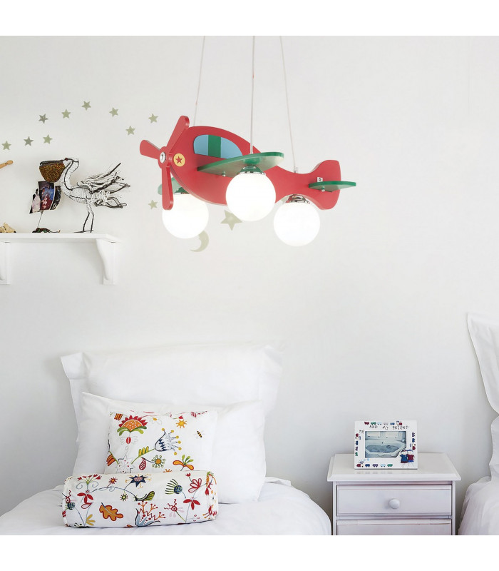 Avion  Red And Green Aeroplane Pendant E14-2