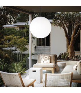 Sole 1 Light Medium Outdoor Globe Ceiling Pendant Light White IP44, E27