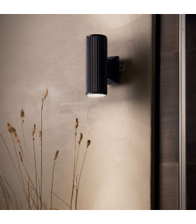 Base  2 Light Outdoor Up Down Wall Light Black White IP44 E27-2