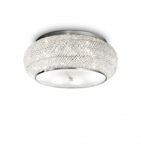 Pasha 10 Light Ceiling Flush Light Chrome Crystal E14