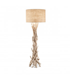 Driftwood 1 Light Floor Lamp Brown Beige with Shade E27-1
