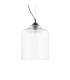 Bistro 1 Light Dome Ceiling Pendant Black Clear Blown Glass Square E27-1