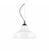 Bistro 1 Light Dome Ceiling Pendant Black Clear Blown Glass Plate E27-1