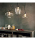 Bistro 1 Light Dome Ceiling Pendant Black Clear Blown Glass Plate E27-2