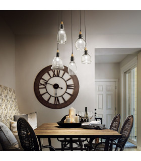 Gretel  5 Light Cluster Pendant Black with Clear Glass Shades E27-2