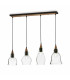 Gretel  4 Light Ceiling Pendant Bar Black with Clear Glass Shades E27