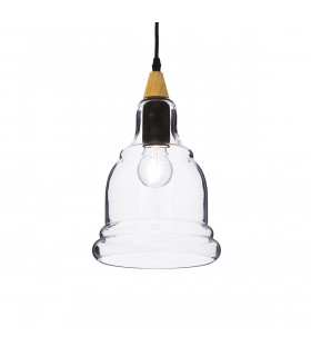 Gretel 1 Light Ceiling Pendant Black Clear Glass E27